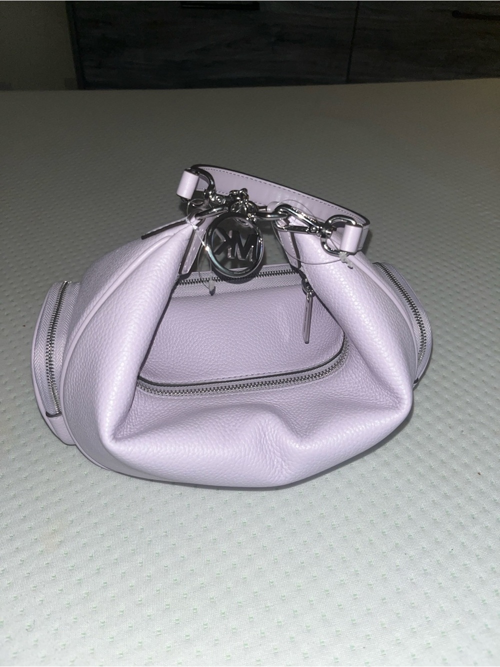 Michael Kors Lilac Pebbled Crossbody Bag with Silver Hardware - Picture 6 of 11